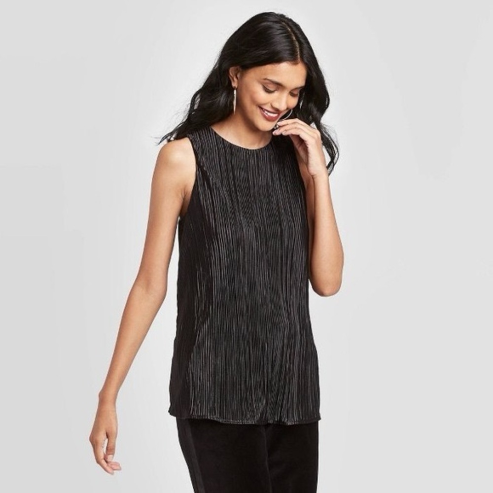 A New Day Crewneck Crinkle Shine Tank Top Size M